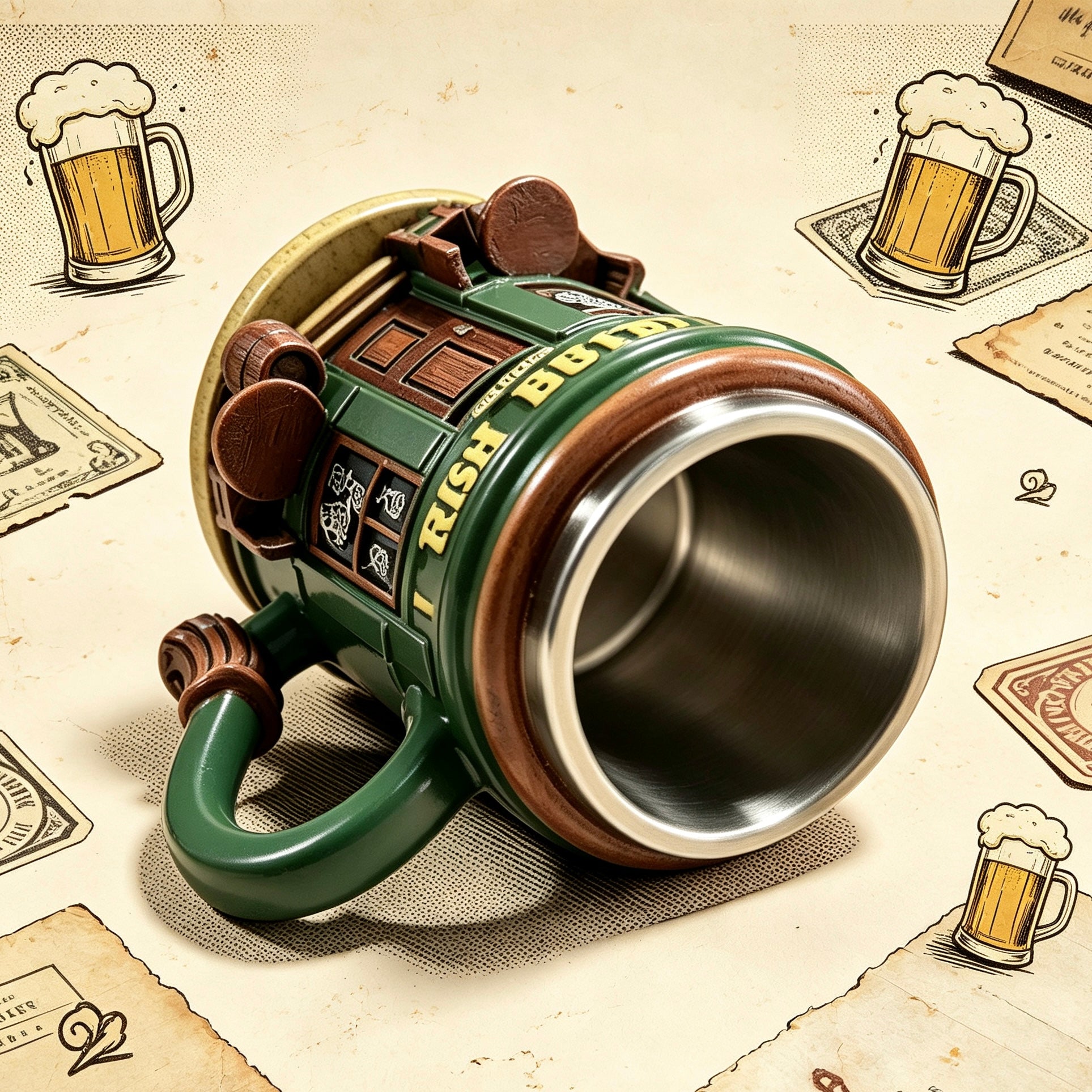 [Most Popular]3D Sculpture Stainless Steel Mug｜Irish Pub