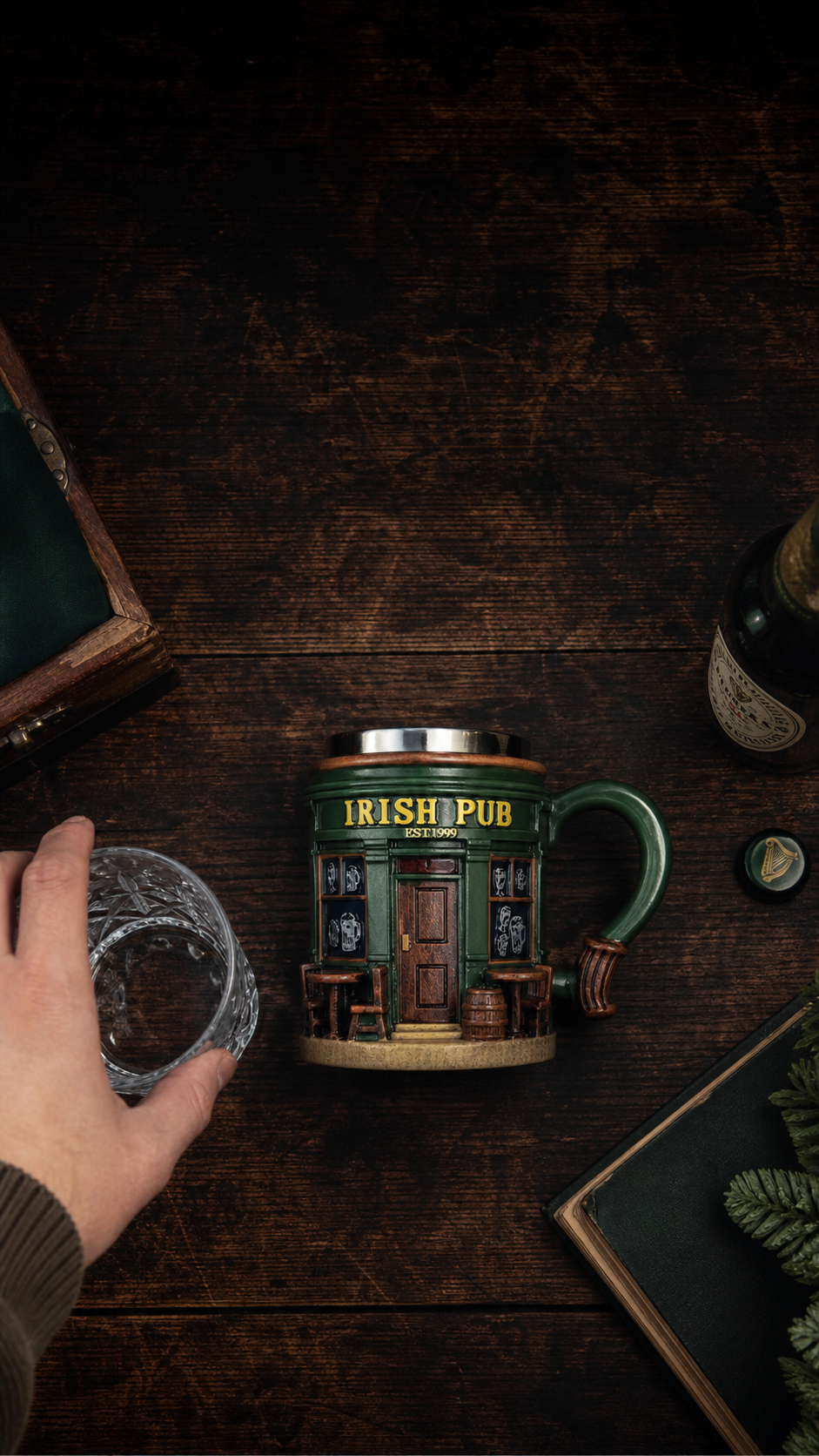 [Most Popular]3D Sculpture Stainless Steel Mug｜Irish Pub