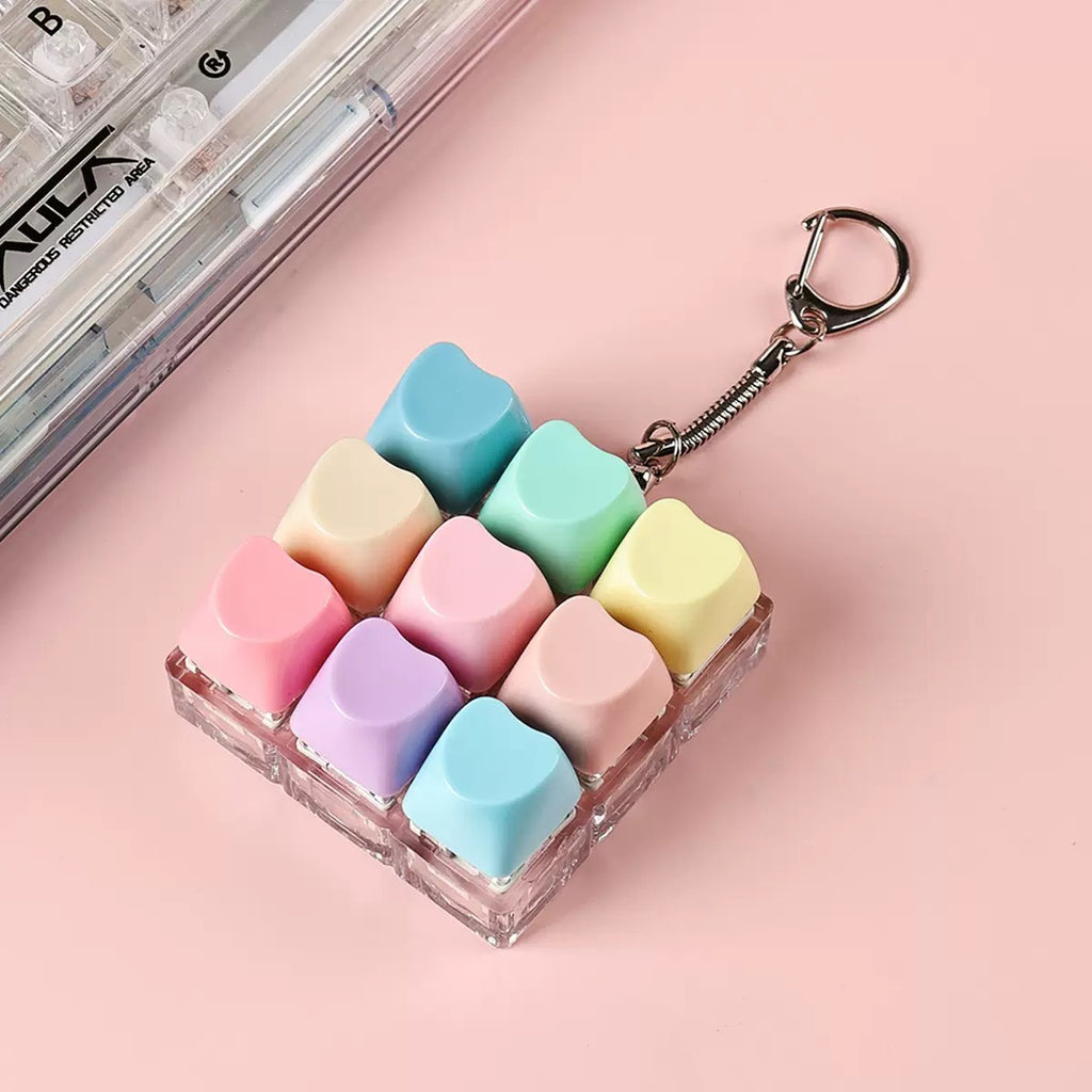 Nine-Key Heart Macaron Fidget Clicker Keychain