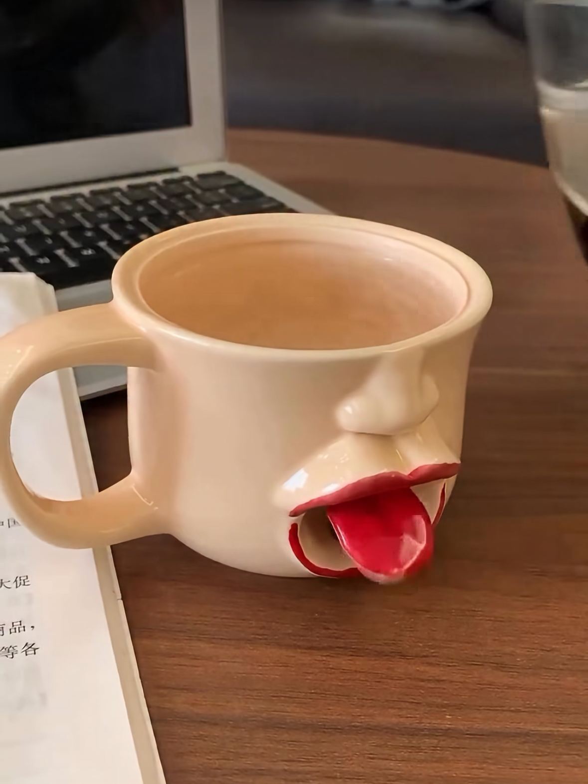 Silly Tongue Face Ceramic Mug | Weird Fun Novelty Coffee Cup